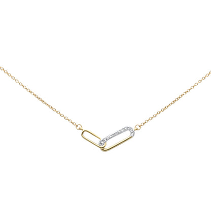 Muse Jewelry .03ct G SI 14K Yellow Gold Diamond Paperclip Pendant Necklace 18" Long Chain