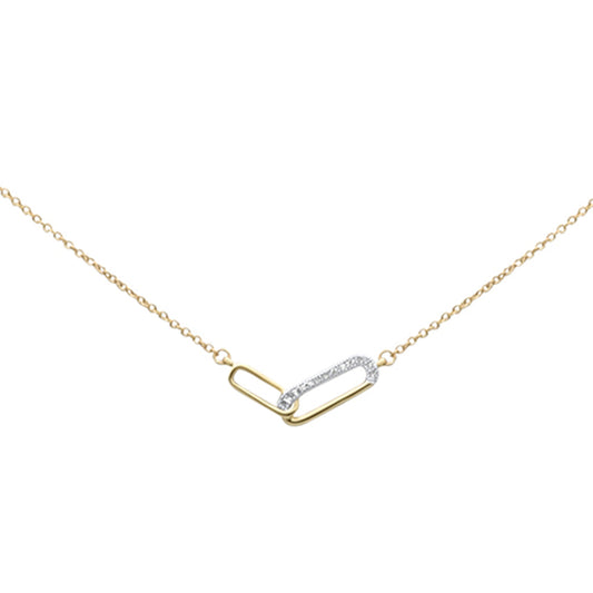 Muse Jewelry .03ct G SI 14K Yellow Gold Diamond Paperclip Pendant Necklace 18" Long Chain