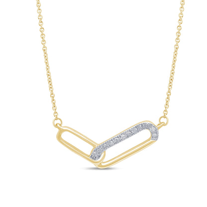 Muse Jewelry .03ct G SI 14K Yellow Gold Diamond Paperclip Pendant Necklace 18" Long Chain