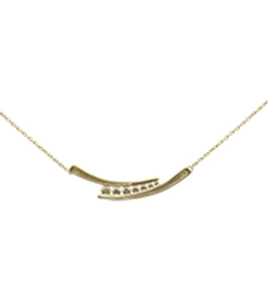 Muse Jewelry .20ct G SI 14K Yellow Gold Diamond Double Bar Pendant Necklace 18" Long Chain