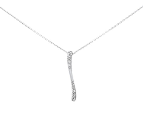 Muse Jewelry .25ct G SI 14K White Gold Diamond Bar Drop Pendant 18" Long Chain