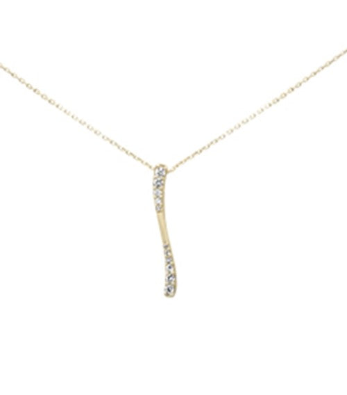 Muse Jewelry .25ct G SI 14K Yellow Gold Diamond Bar Drop Pendant 18" Long Chain