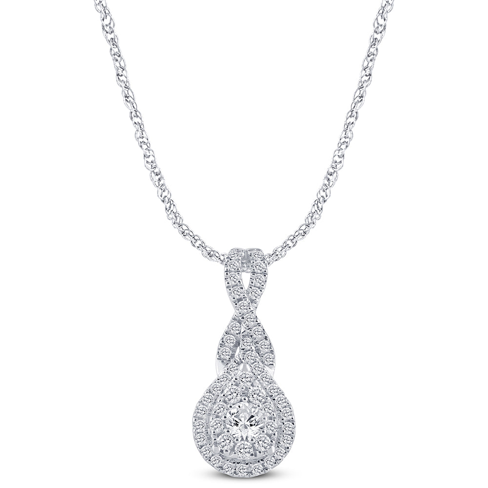 Muse Jewelry .50ct G SI 14K White Gold Pear Shape Diamond Pendant Necklace 18" Long Chain