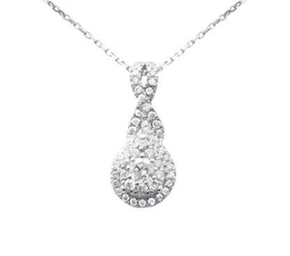 Muse Jewelry .50ct G SI 14K White Gold Pear Shape Diamond Pendant Necklace 18" Long Chain