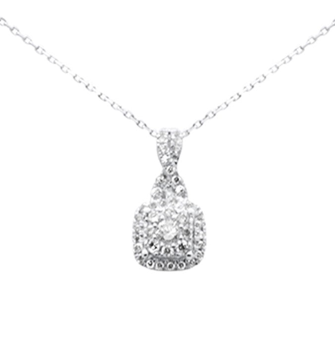 Muse Jewelry .48ct G SI 14K White Gold Square Shape Diamond Pendant Necklace 18" Long Chain