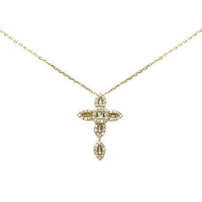 Muse Jewelry .27ct G SI 14K Yellow Gold Diamond Cross Pendant Necklace 18" Long