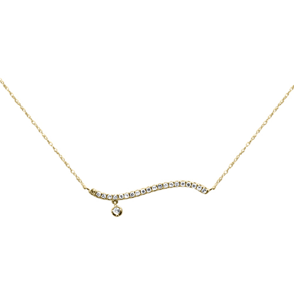 Muse Jewelry .22ct G SI 14K Yellow Gold Diamond Sideways Bar Pendant 16" Long