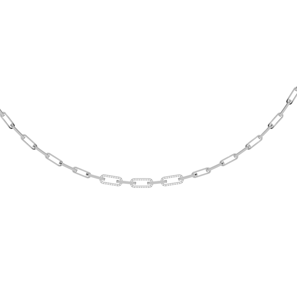 Muse Jewelry .06ct G SI 14K White Gold Diamond Paper Clip Pendant Necklace 18" Long