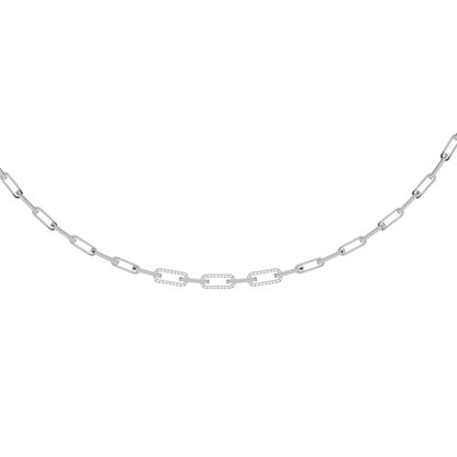 Muse Jewelry .06ct G SI 14K White Gold Diamond Paper Clip Pendant Necklace 18" Long