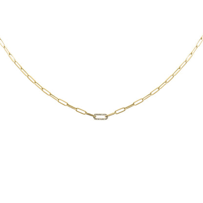 Muse Jewelry .06ct G SI 14K Yellow Gold Diamond Paper Clip Pendant Necklace 18" Long