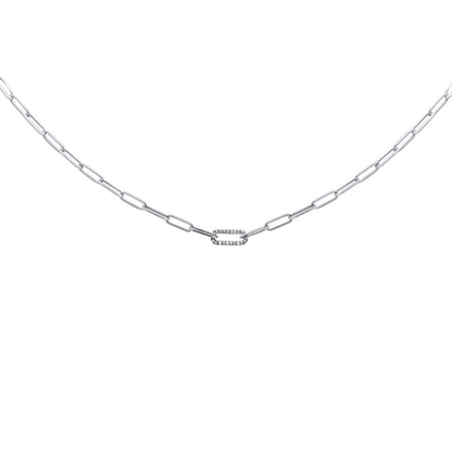 Muse Jewelry .06ct G SI 14K White Gold Diamond Paper Clip Pendant Necklace 18" Long