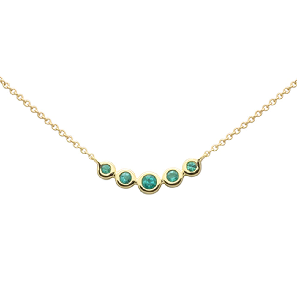 Muse Jewelry .14ct G SI 14K Yellow Gold Emerald Gemstones Pendant Necklace 18" Long