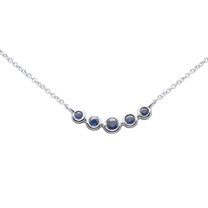 Muse Jewelry .19ct G SI 14K White Gold Blue Sapphire Gemstones Pendant Necklace 18" Long