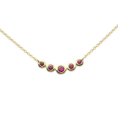 Muse Jewelry .19ct G SI 14K Yellow Gold Ruby Gemstones Pendant Necklace 16+2" Long