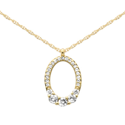 Muse Jewelry .23ct G SI 14K Yellow Gold Diamond Oval Shape Pendant Necklace 18" Long