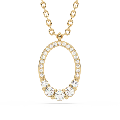 Muse Jewelry .23ct G SI 14K Yellow Gold Diamond Oval Shape Pendant Necklace 18" Long