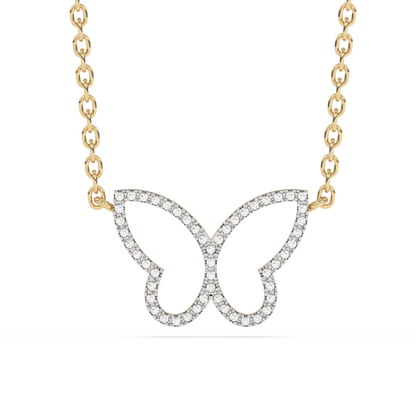 Muse Jewelry .08ct G SI 14K Yellow Gold Diamond Butterfly Pendant Necklace 18" Long