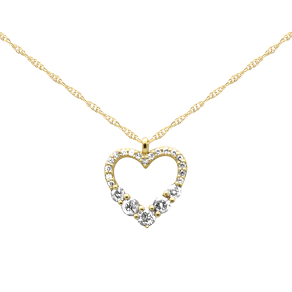 Muse Jewelry .20ct G SI 14K Yellow Gold Diamond Heart Shape Pendant Necklace 18" Long