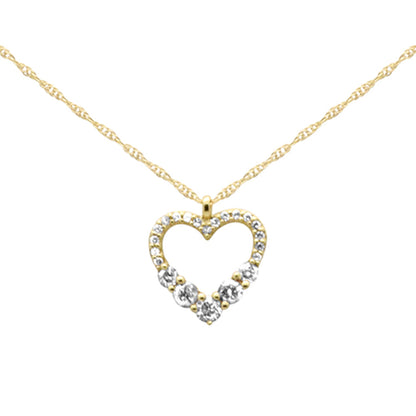 Muse Jewelry .20ct G SI 14K Yellow Gold Diamond Heart Shape Pendant Necklace 18" Long