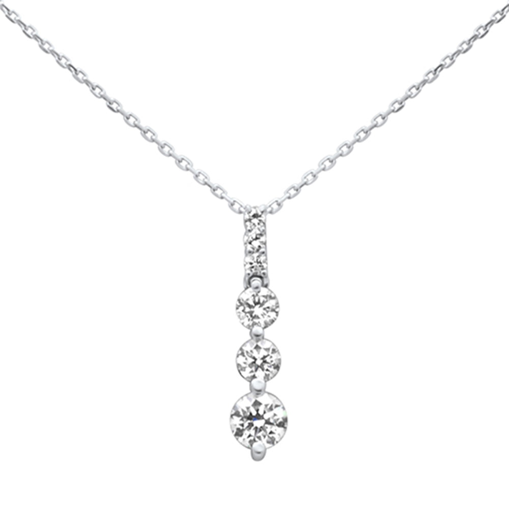 Muse Jewelry 1.04ct G SI 14K White Gold Diamond Graduated Stones Drop Pendant 18" Long