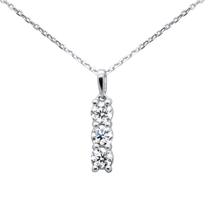 Muse Jewelry .68ct G SI 14K White Gold Diamond 3-Stones Pendant Necklace 18" Long