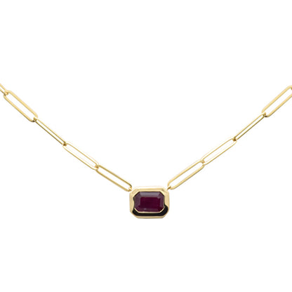 Muse Jewelry 1.20ct G SI 14K Yellow Gold Ruby Gemstones Paperclip Pendant Necklace 18" Long