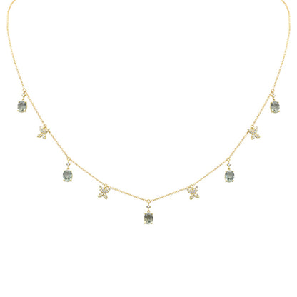 Muse Jewelry 2.28ct G SI 14K Yellow Gold Diamond & Oval Shape Peridot Gemstones Pendant Necklace 16+2" Long