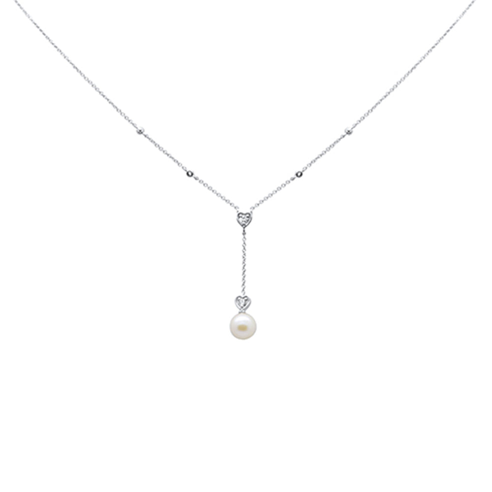 Muse Jewelry 2.32ct G SI 14K White Gold Diamond & Pearl Stone Drop Pendant Necklace 18" Long