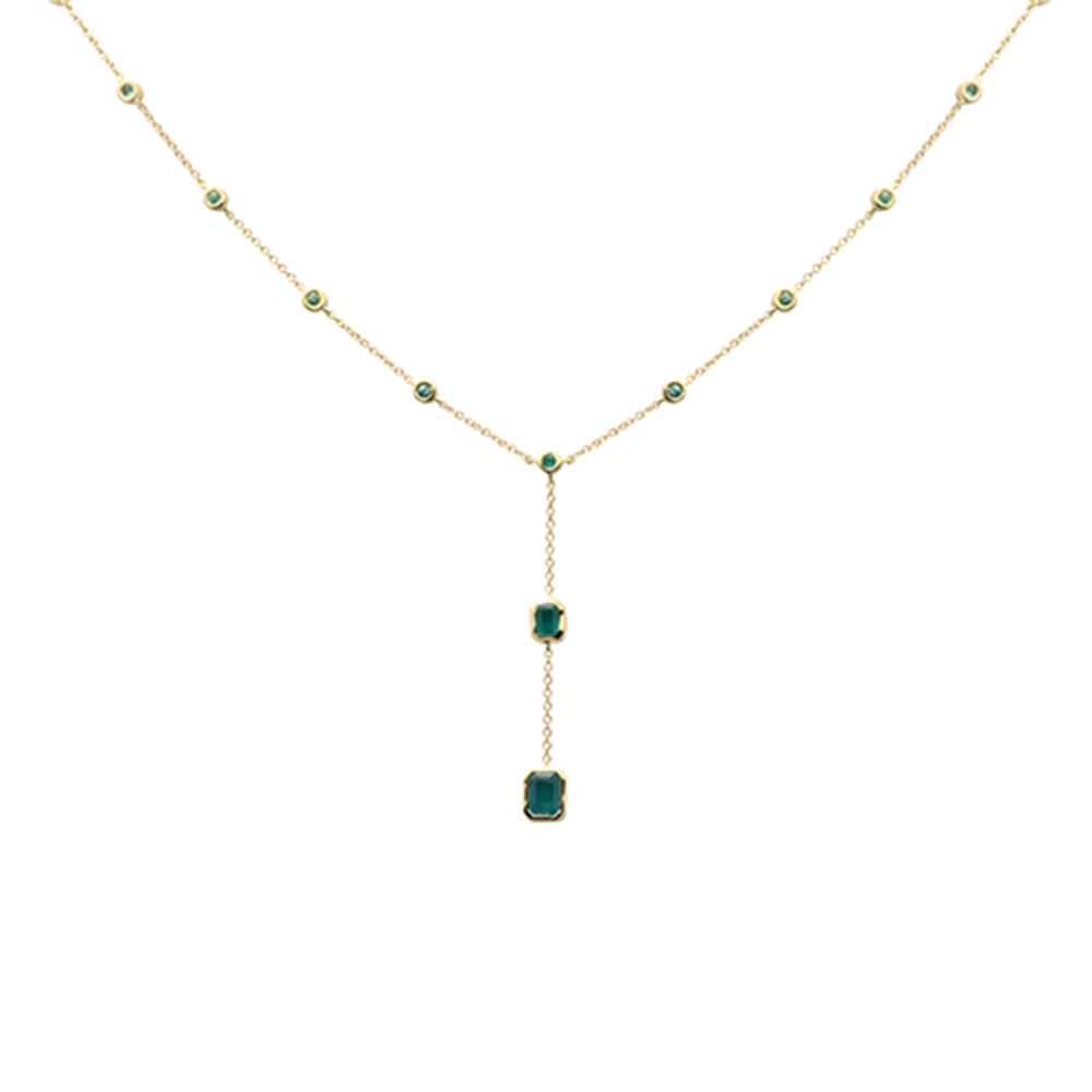 Muse Jewelry .96ct G SI 14K Yellow Gold Emerald Gemstones Drop Pendant Necklace 16+2" Long Chain