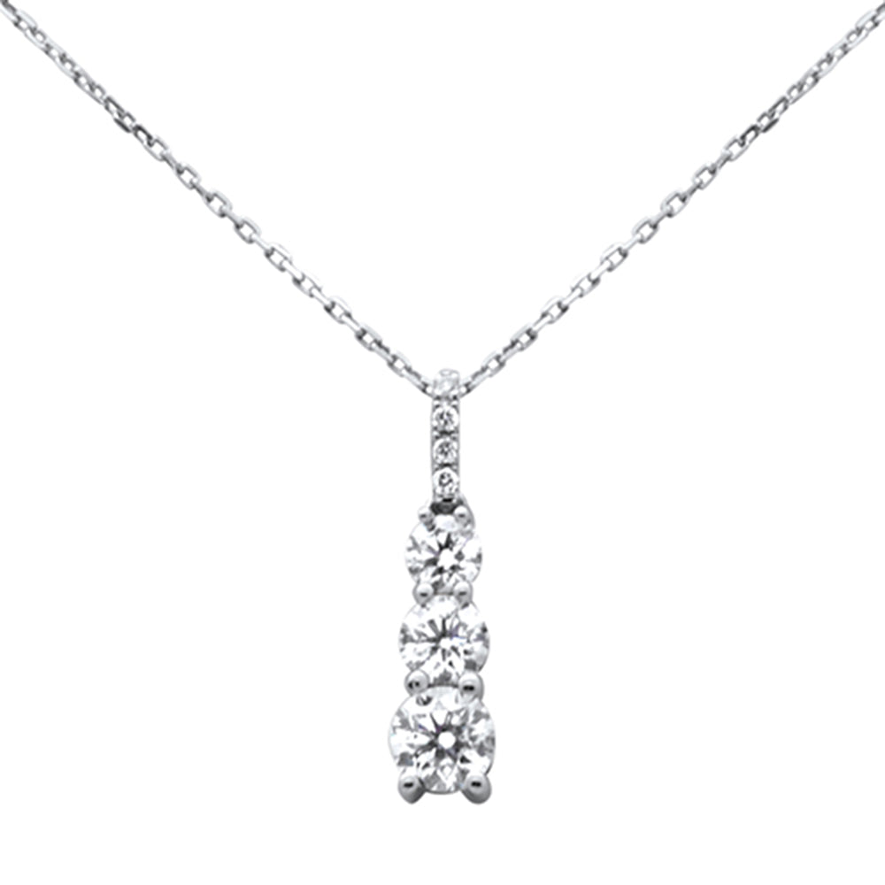 Muse Jewelry 1.13ct G SI 14K White Gold Diamond Graduated Stones Pendant Necklace 18" Long Chain