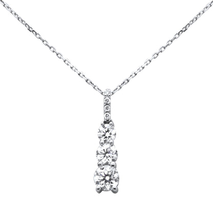 Muse Jewelry 1.13ct G SI 14K White Gold Diamond Graduated Stones Pendant Necklace 18" Long Chain