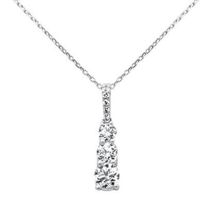 Muse Jewelry 1.09ct G SI 14K White Gold Diamond Graduated Stones Pendant Necklace 18" Long Chain