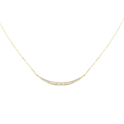 Muse Jewelry .27ct G SI 14K Yellow Gold Diamond Sideways Half Moon Bar Pendant Necklace 16+2" Long