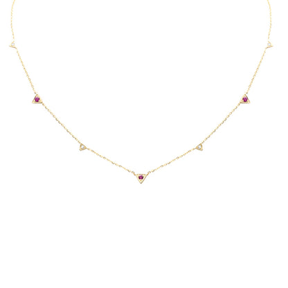 Muse Jewelry .25ct G SI 14K Yellow Gold Diamond & Ruby Gemstones Pendant Necklace 16+2" Long