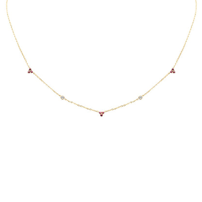 Muse Jewelry .27ct G SI 14K Yellow Gold Diamond & Ruby Gemstones Pendant Necklace 16+2" Long