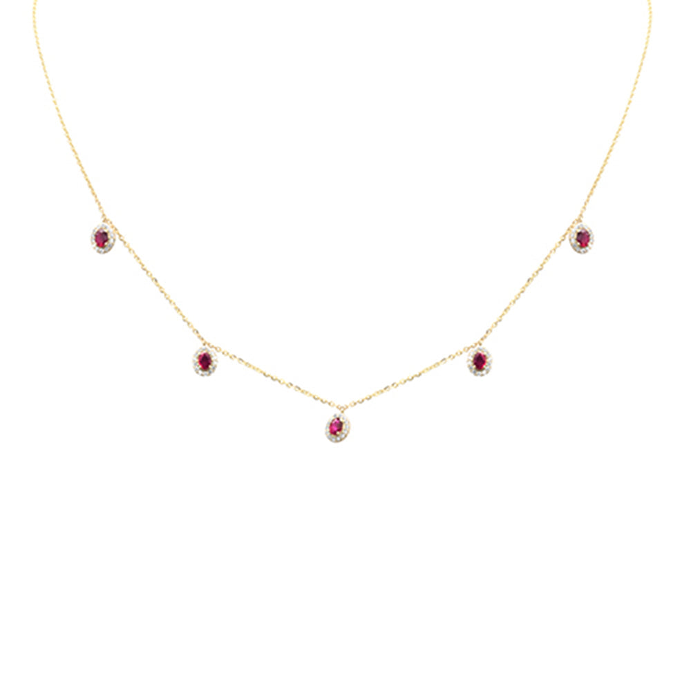 Muse Jewelry .85ct G SI 14K Yellow Gold Diamond & Ruby Gemstones Pendant Necklace 16+2" Long