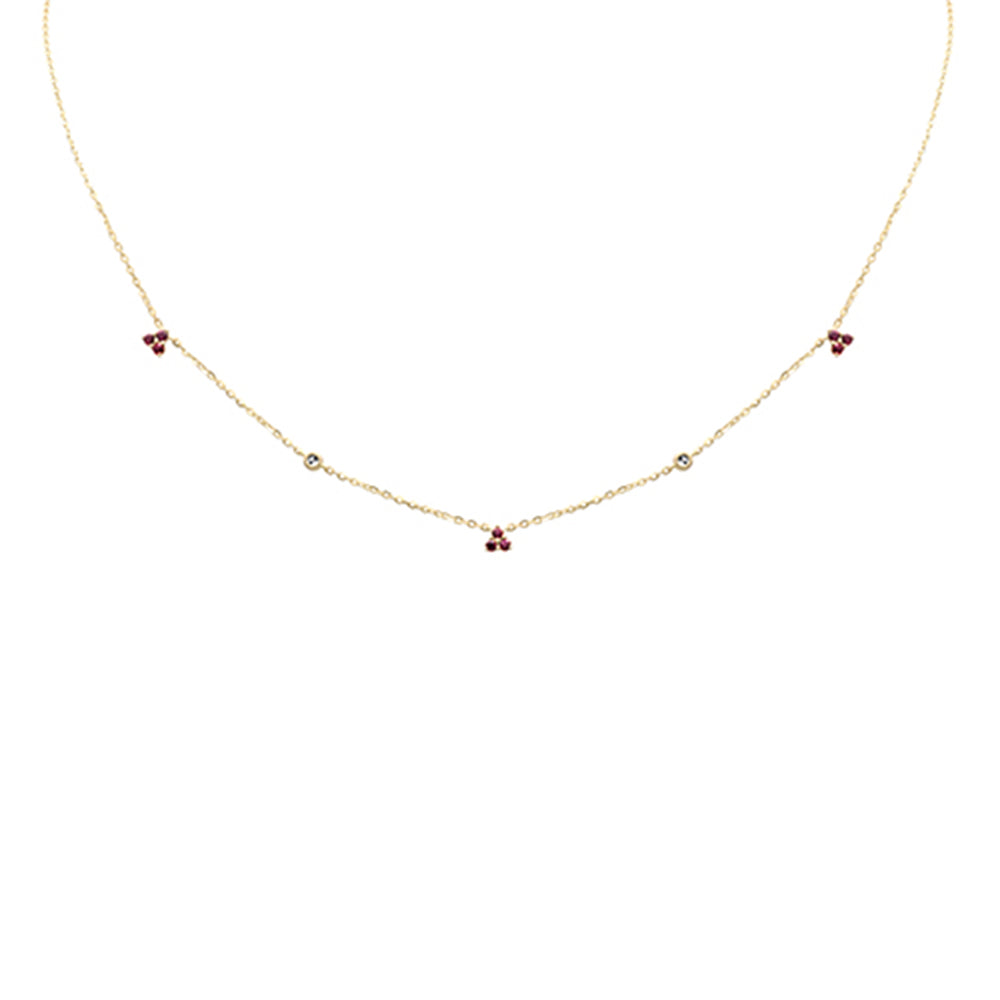 Muse Jewelry .26ct G SI 14K Yellow Gold Diamond & Ruby Gemstones Pendant Necklace 16+2" Long