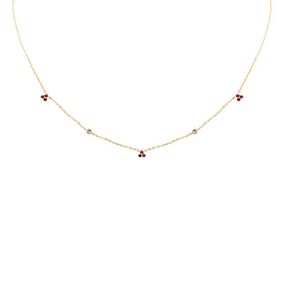 Muse Jewelry .26ct G SI 14K Yellow Gold Diamond & Ruby Gemstones Pendant Necklace 16+2" Long