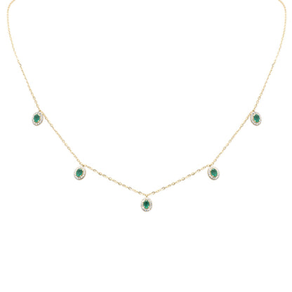 Muse Jewelry .77ct G SI 14K Yellow Gold Diamond & Emerald Gemstones Pendant Necklace 16+2" Long