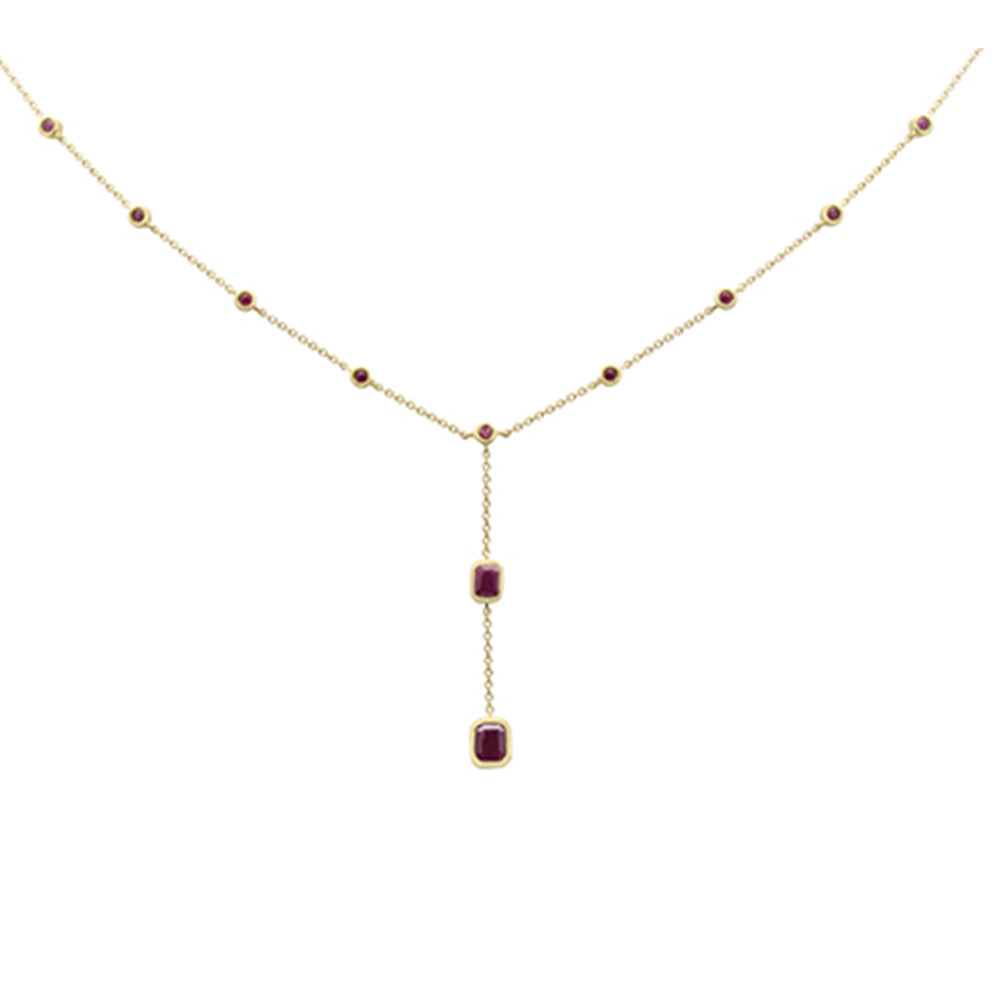 Muse Jewelry 1.02ct G SI 14K Yellow Gold Ruby Gemstone Pendant Necklace 16+2" Long Chain