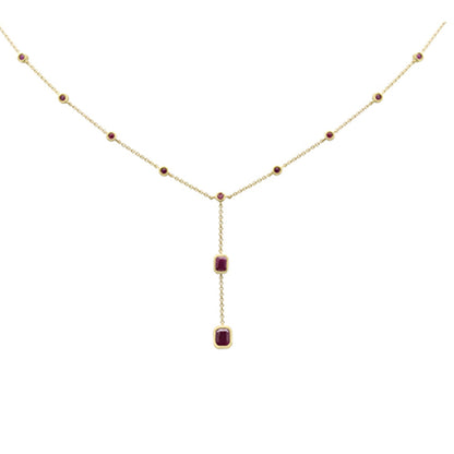 Muse Jewelry 1.02ct G SI 14K Yellow Gold Ruby Gemstone Pendant Necklace 16+2" Long Chain