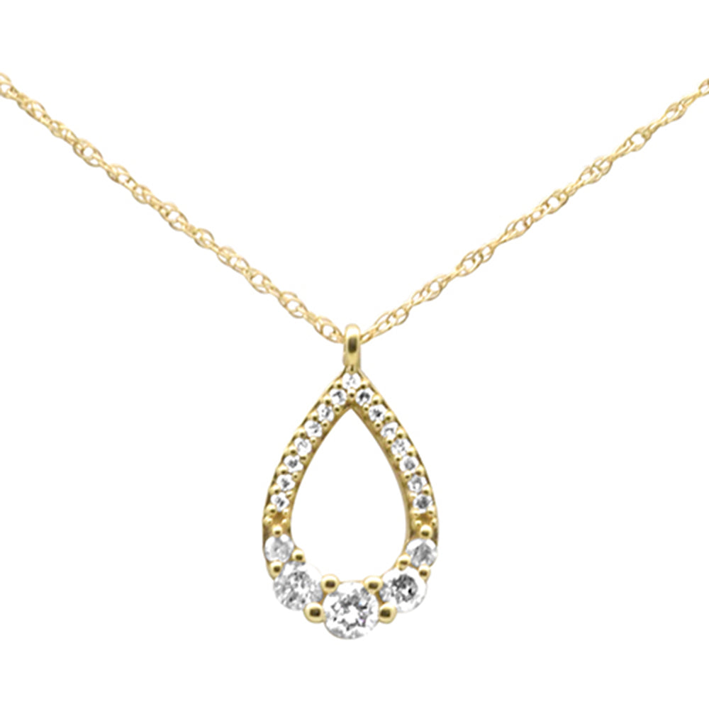 Muse Jewelry .23ct G SI 14K Yellow Gold Diamond Pear Shape Pendant Necklace 18" Long