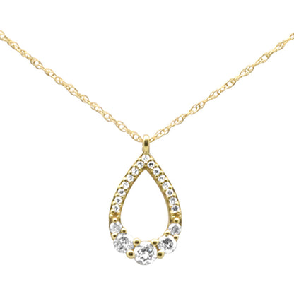 Muse Jewelry .23ct G SI 14K Yellow Gold Diamond Pear Shape Pendant Necklace 18" Long