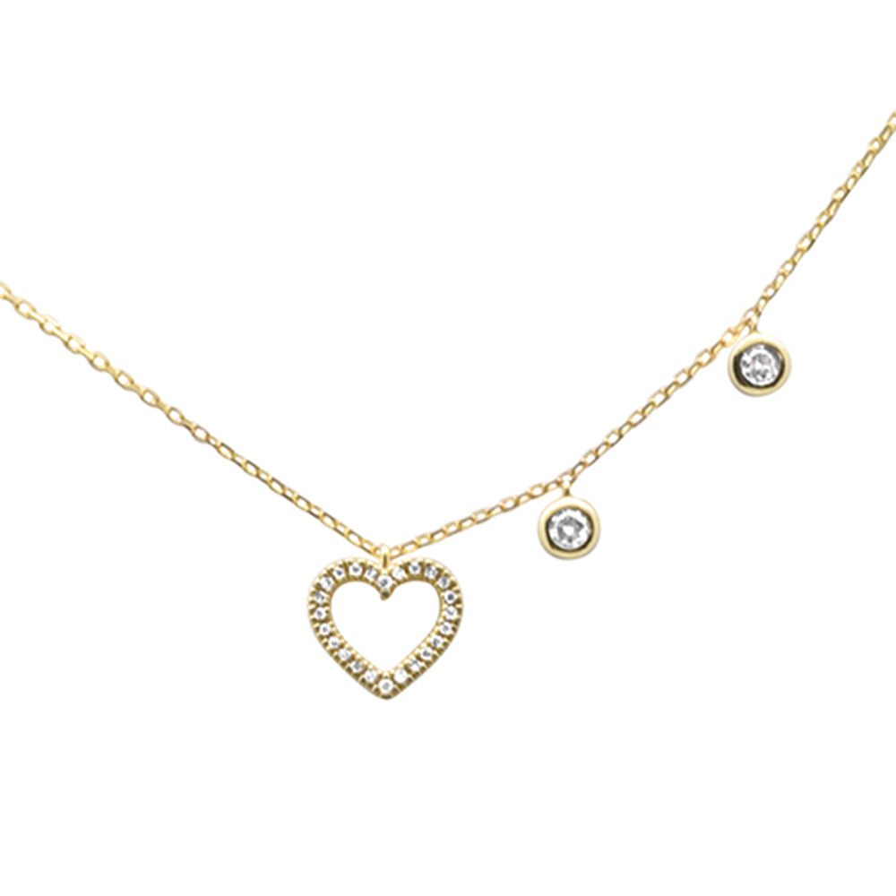 Muse Jewelry .13ct G SI 14K Yellow Gold Diamond Heart Shape Pendant Necklace 18" Long