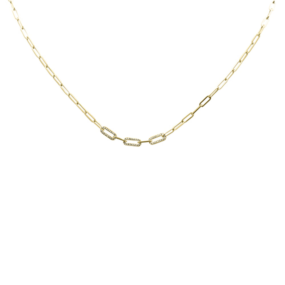 Muse Jewelry .13ct G SI 14K Yellow Gold Round Diamond Paper Clip Pendant Necklace 18" Long