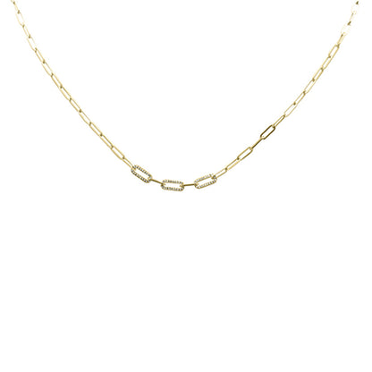 Muse Jewelry .13ct G SI 14K Yellow Gold Round Diamond Paper Clip Pendant Necklace 18" Long