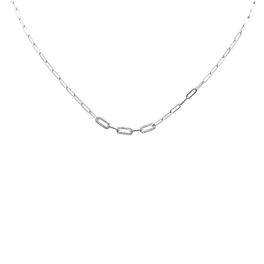 Muse Jewelry .13ct G SI 14K White Gold Diamond Paper Clip Pendant Necklace 18" Long