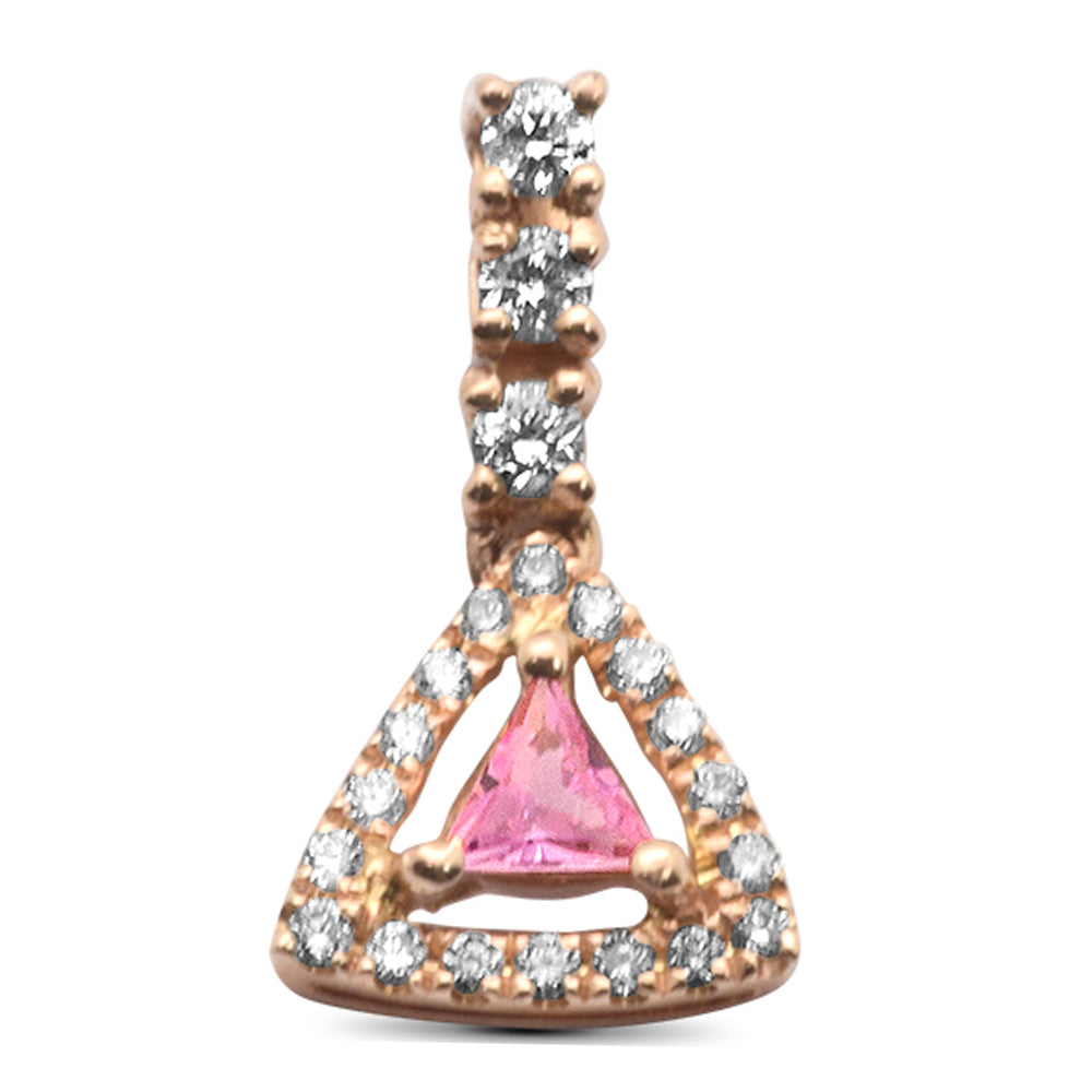 Muse Jewelry .24ct G SI 14K Rose Gold Diamond & Pink Sapphire Fashion Pendant No Chain