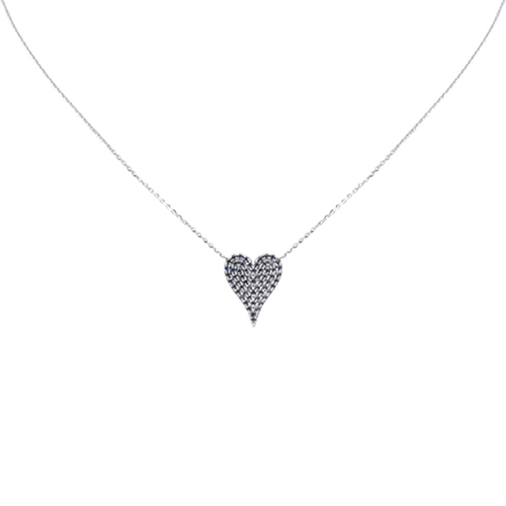 Muse Jewelry .46ct G SI 14K White Gold Blue Sapphire Heart Pendant 16+2" Ext Long