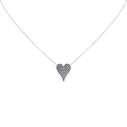 Muse Jewelry .46ct G SI 14K White Gold Blue Sapphire Heart Pendant 16+2" Ext Long